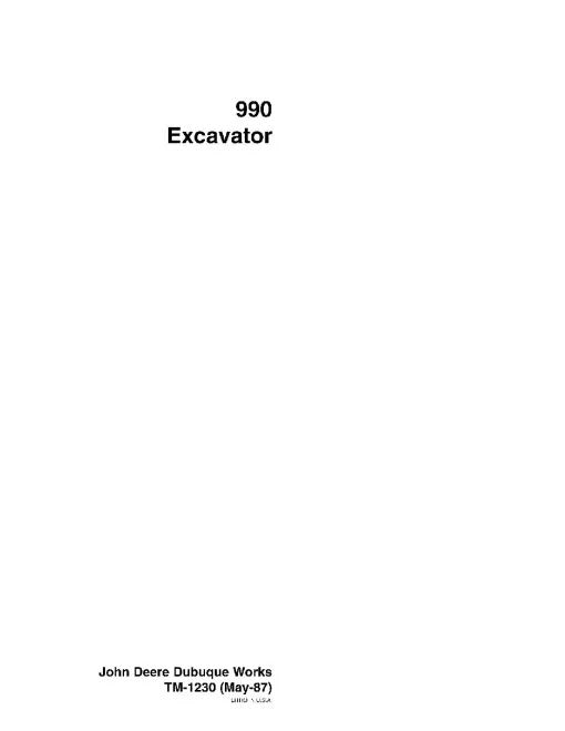 John Deere 990 Crawler Excavator Pdf Technical Service Repair Manual TM1230