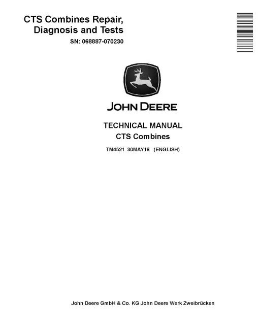 John Deere CTS Combines Pdf Technical Service Repair Manual TM4521