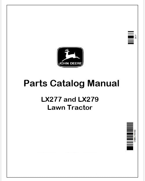 John Deere LX277 and LX279 Lawn Tractor Parts Catalog Manual PDF PC2718