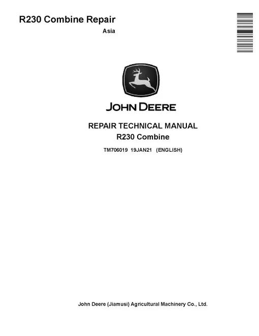 John Deere R230 Combines Pdf Technical Service Repair Manual TM706019