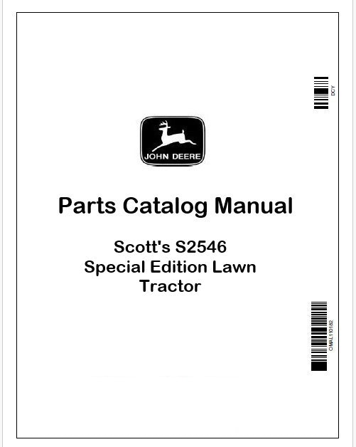 John Deere Scott's S2546 Special Edition Lawn Tractor Parts Catalog Manual PDF PC2789