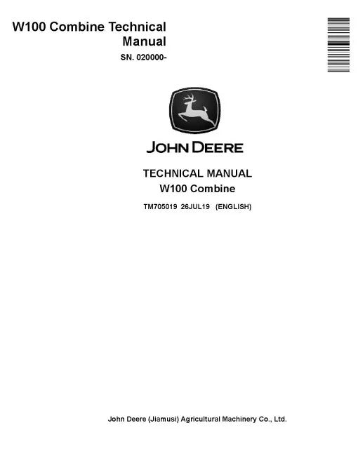 John Deere W100 Combines Pdf Technical Service Repair Manual TM705019