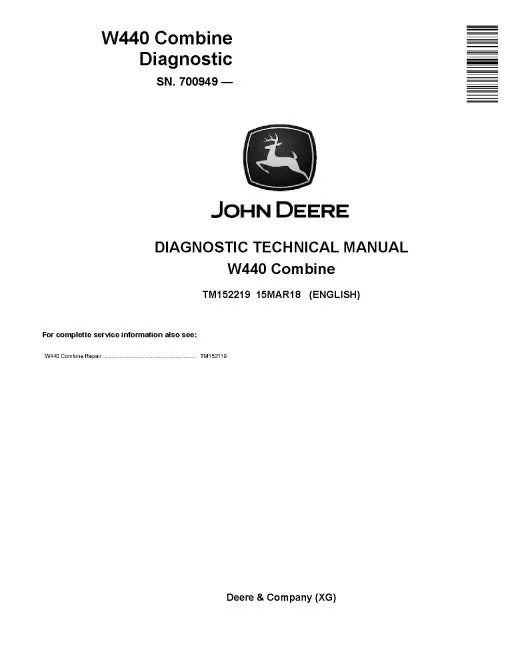 John Deere W440 Combines Pdf Diagnostic Manual TM152219