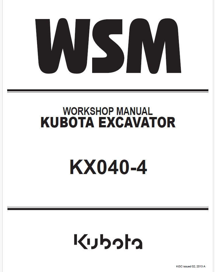 Kubota KX040-4 Excavator Service Manual Instant PDF
