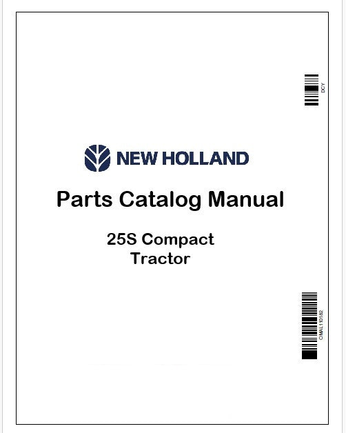 New Holland 25S Compact Tractor Parts Catalog Manual Instant PDF