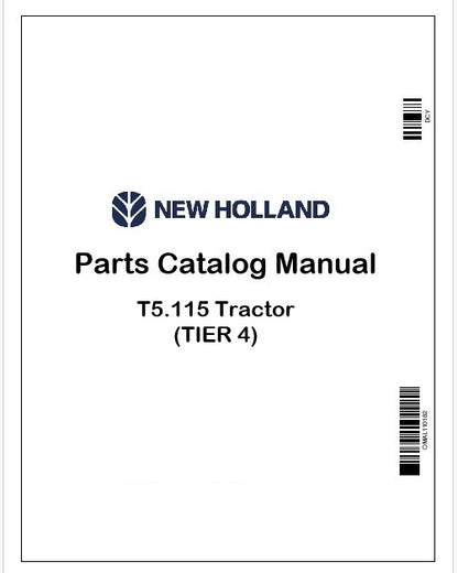New Holland T5.115 Tractor Parts Catalog Manual Instant PDF (TIER 4)