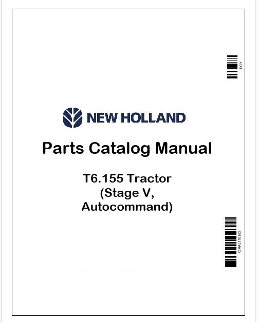 New Holland T6.155 Tractor Parts Catalog Manual Instant PDF (Stage V, Autocommand)