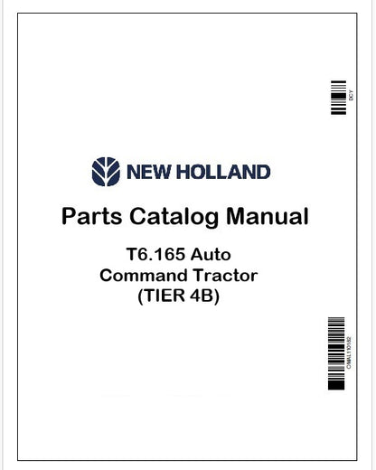 New Holland T6.165 Auto Command Tractor Parts Catalog Manual Instant PDF (TIER 4B)