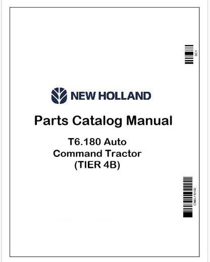 New Holland T6.180 Auto Command Tractor Parts Catalog Manual Instant PDF (TIER 4B)