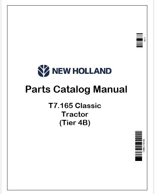 New Holland T7.165 Classic Tractor Parts Catalog Manual Instant PDF (Tier 4B)