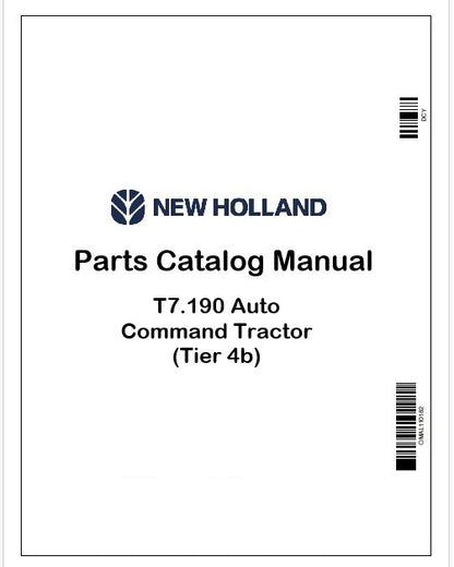New Holland T7.190 Auto Command Tractor Parts Catalog Manual Instant PDF (Tier 4b)