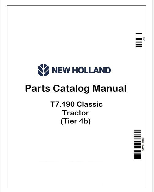 New Holland T7.190 Classic Tractor Parts Catalog Manual Instant PDF (Tier 4b)