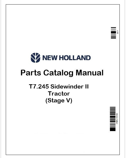 New Holland T7.245 Sidewinder II Tractor Parts Catalog Manual Instant PDF (Stage V)
