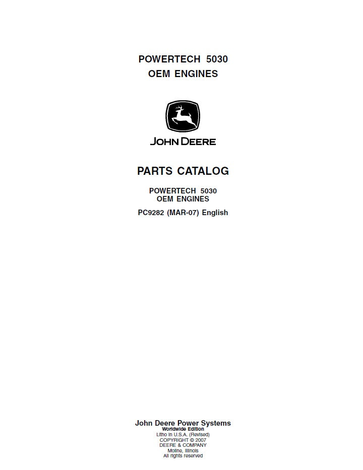 Powertech 3.0 L, 5030 Engine Pdf Parts Catalog Manual