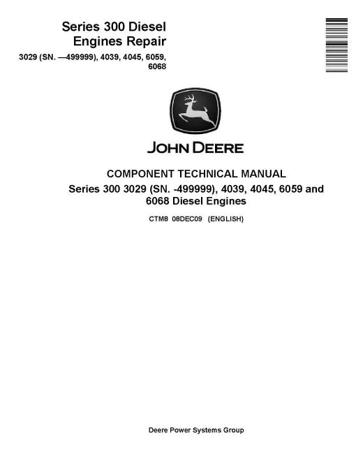 Powertech 3029 (SN. before 499999), 4039, 4045, 6059, 6068 Series 300 Diesel Engines Pdf Repair Service Manual (CTM8)