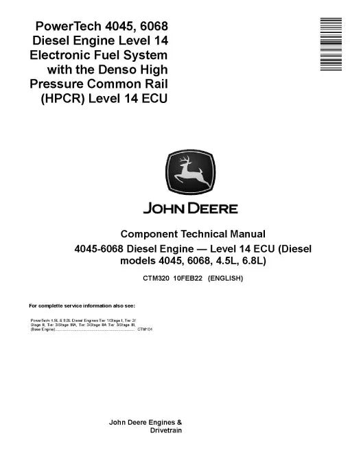 Powertech 4045 and 6068 Diesel Engines Level 14 Electronic Fuel System with the Denso High Pressure Common Rail (HPCR) Pdf Repair Service Manual (CTM320)