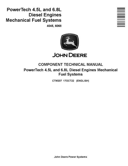Powertech 4045 and 6068 Diesel Engines Mechanical Fuel Systems Pdf Repair Service Manual (CTM207)