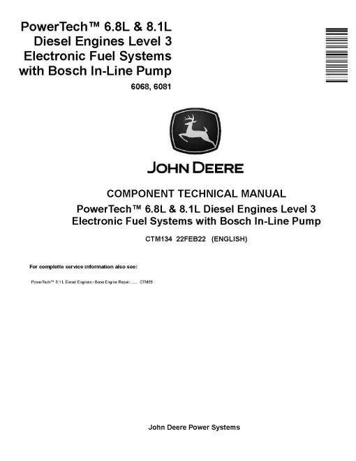 Powertech 6068, 6081 Diesel Engines Level 3 Electronic Fuel Systems with Bosch In-Line Pump Pdf Repair Service Manual (CTM134)