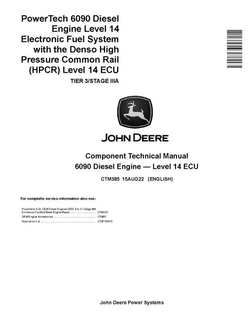 Powertech 6090 TIER 3/STAGE IIIA Diesel Engine Level 14 Electronic Fuel System with the Denso HPCR Level 14 ECU Pdf Repair Service Manual (CTM385)