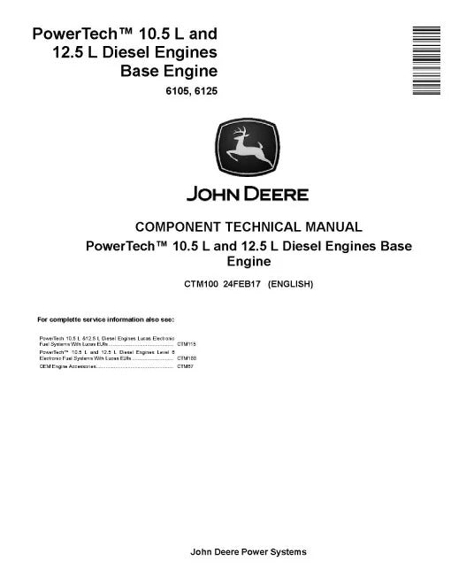 Powertech 6105 and 6125 Diesel Engines (BASE ENGINE) Component Pdf Repair Service Manual (CTM100)
