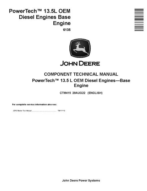 Powertech 6135 OEM Diesel Engines - Base Engine Pdf Repair Service Manual (CTM415)