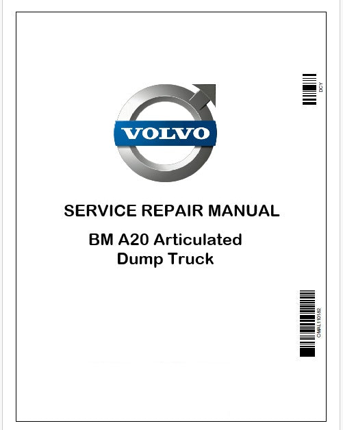 Volvo BM A20 Articulated Dump Truck Repair Service Manual Instant PDF