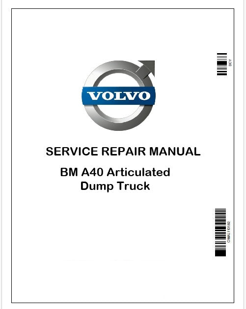 Volvo BM A40 Articulated Dump Truck Repair Service Manual Instant PDF