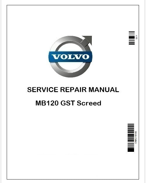 Volvo MB120 GST Screed Repair Service Manual Instant PDF