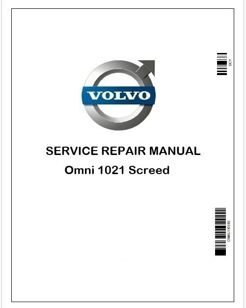Volvo Omni 1021 Screed Repair Service Manual Instant PDF