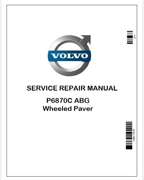 Volvo P6870C ABG Wheeled Paver Repair Service Manual PDF PID:12761922